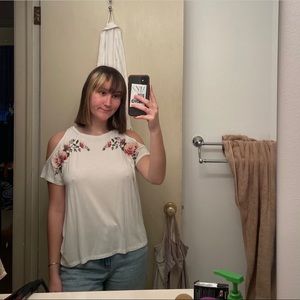 american eagle white floral shirt